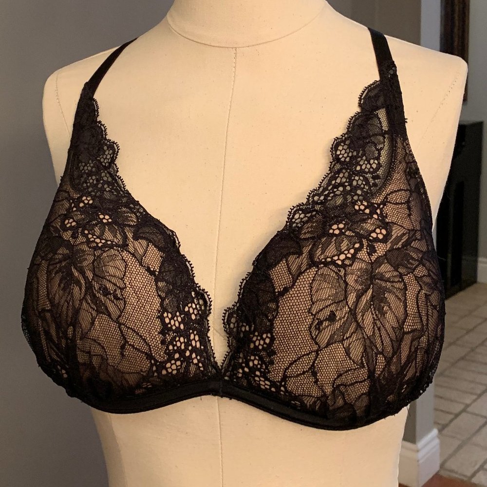 Victoria Secret Plunge Black Lace w/ Illusion 36D
